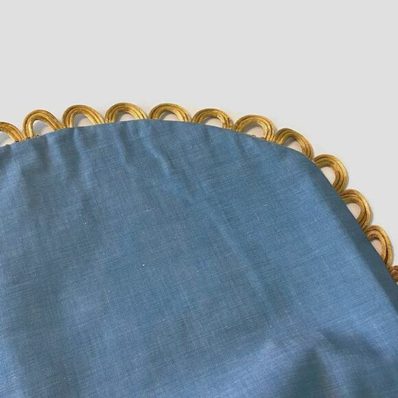 Farmhouse Table Runner Reversible Gimp Trim Mantle Dresser Scarf Foil Print - Picture 4 of 7